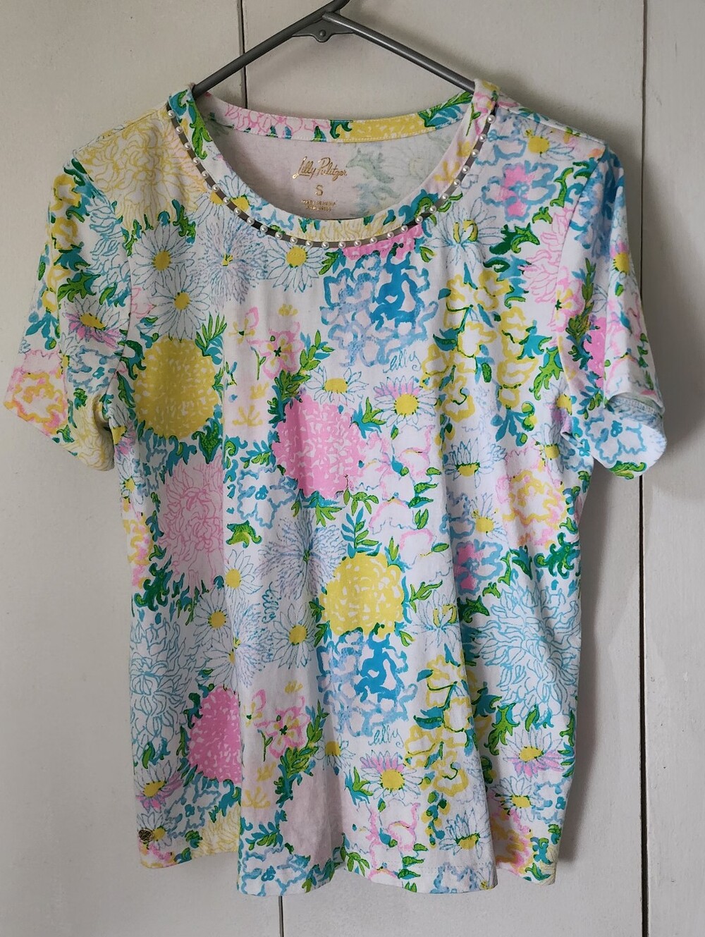 Lilly Pulitzer Clairmont Pearl Trim Tee, S